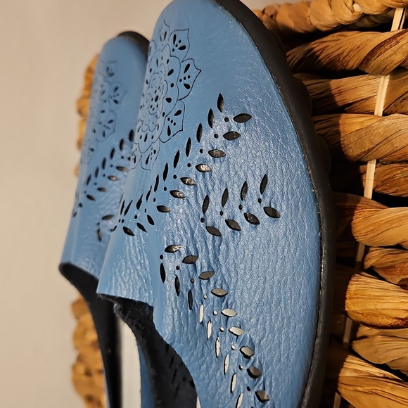 New in bag Owlkay leather floral shoes slides - Picture 7 of 8